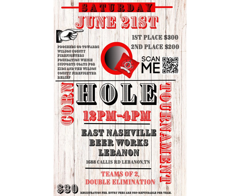 Wilson County Firefighters Cornhole Tournament Kicks Off June 21 in Lebanon, TN