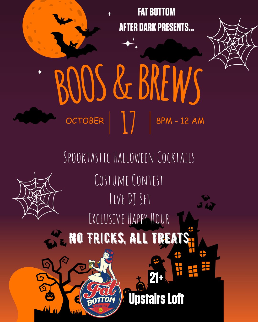 Oct 17 Boos & Brews: Fat Bottom Brewing’s Halloween Takeover