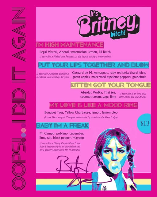 Honeytree Meadery | June 1–30 | Britney Spears-Inspired Cocktail Menu Drops for Pride Month