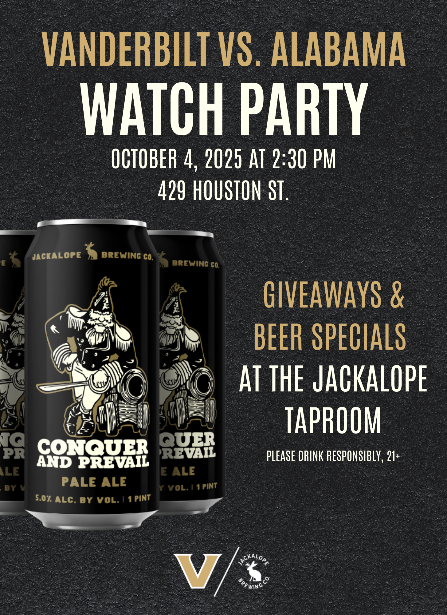 Watch Vanderbilt vs. Alabama at Jackalope Brewing