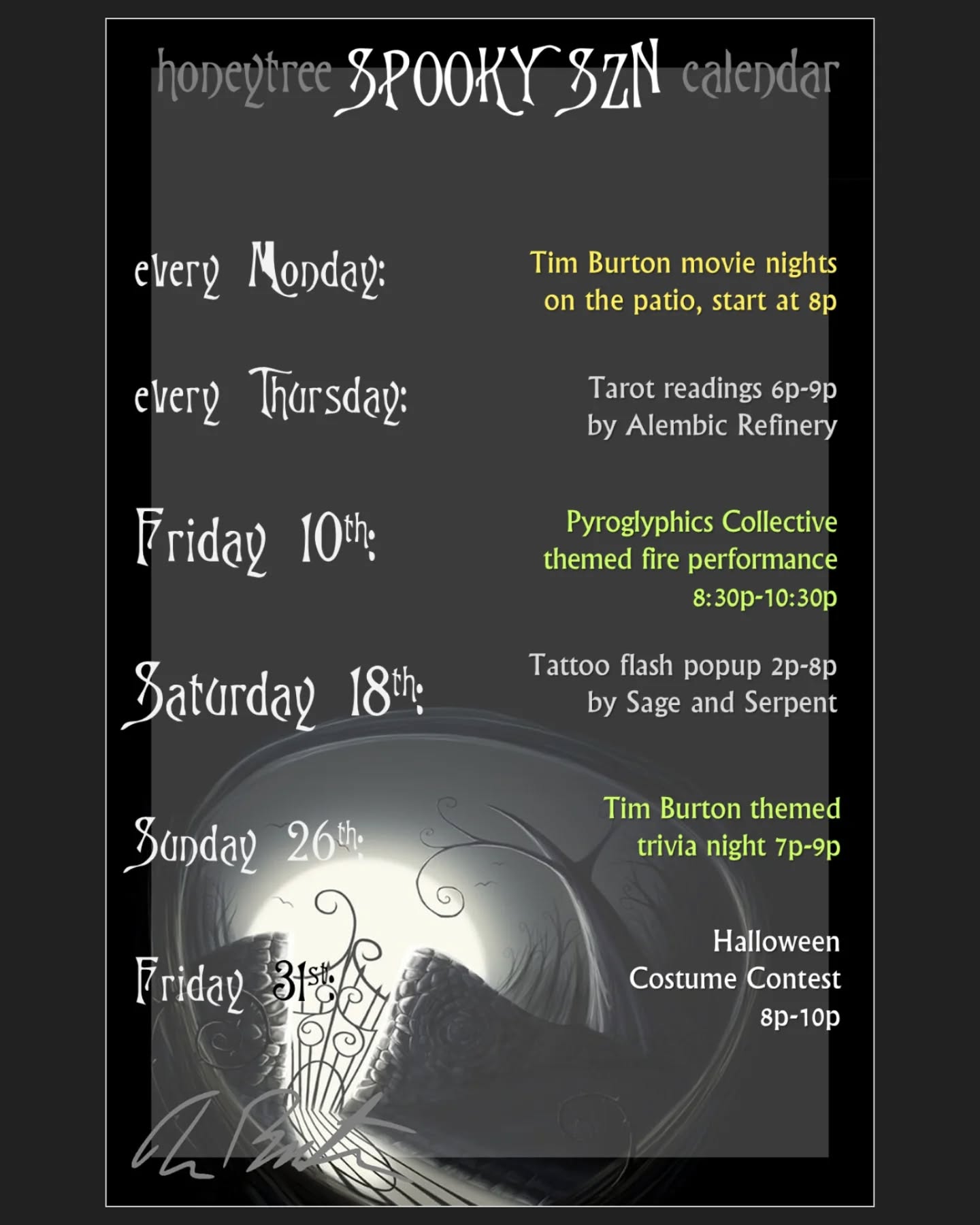 Honeytree Meadery’s Spooky Season: A Tim Burton Experience