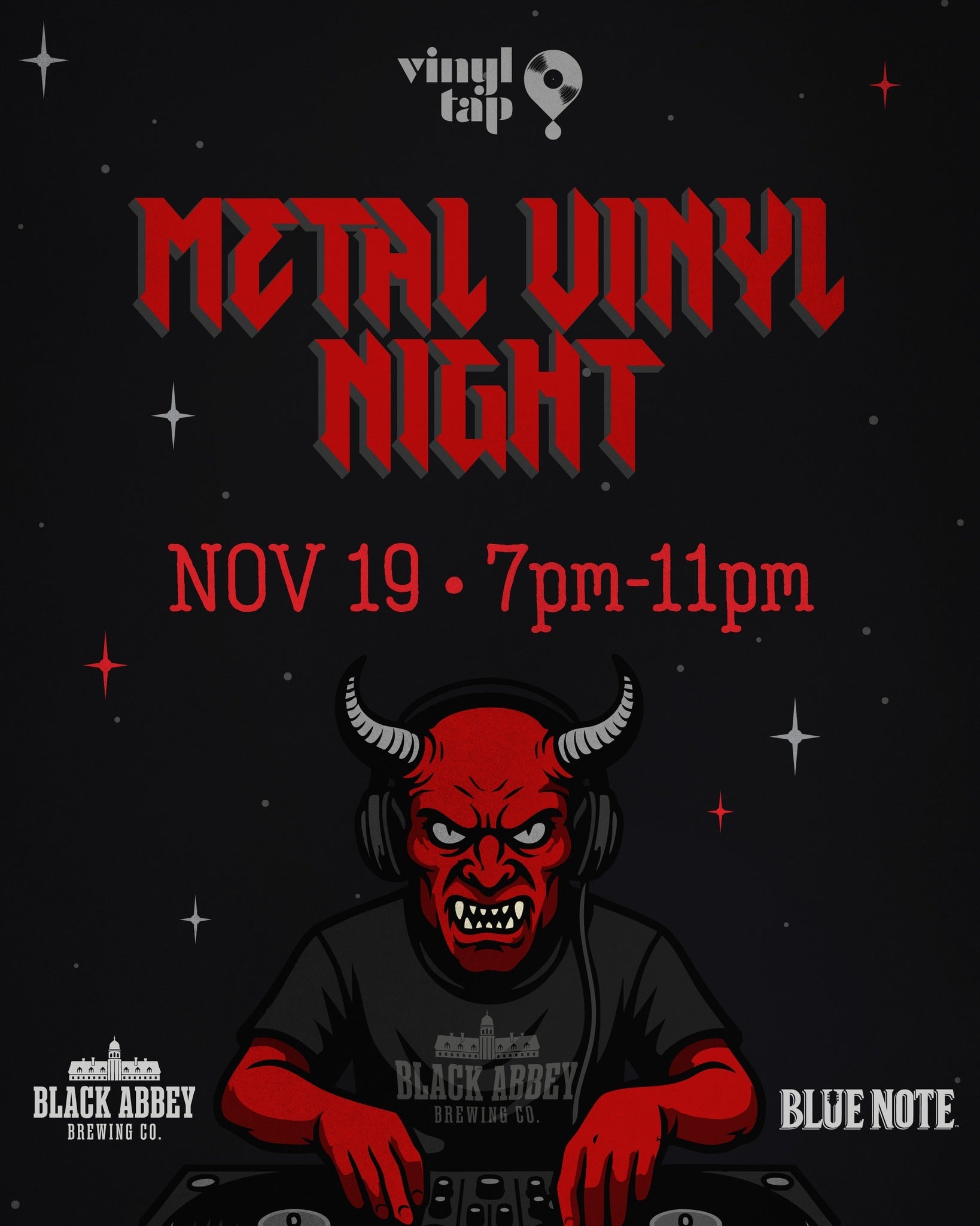 Nov 19 Metal Vinyl Night with The Black Abbey Brewing Company