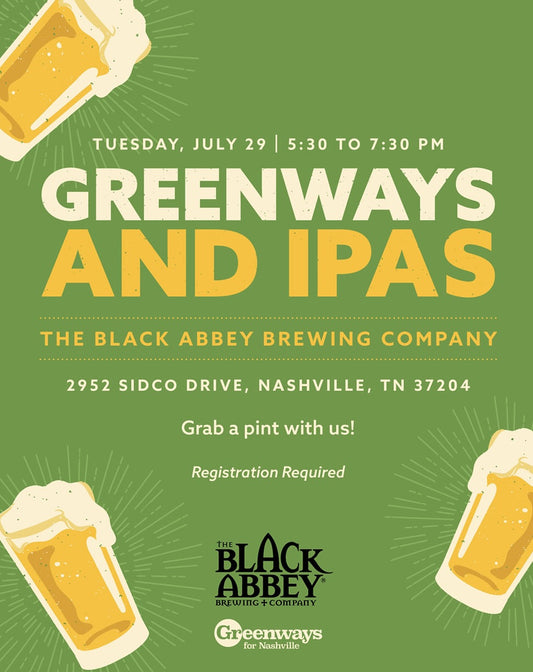 July 29: Greenways and IPAs at Black Abbey Brewing Co.