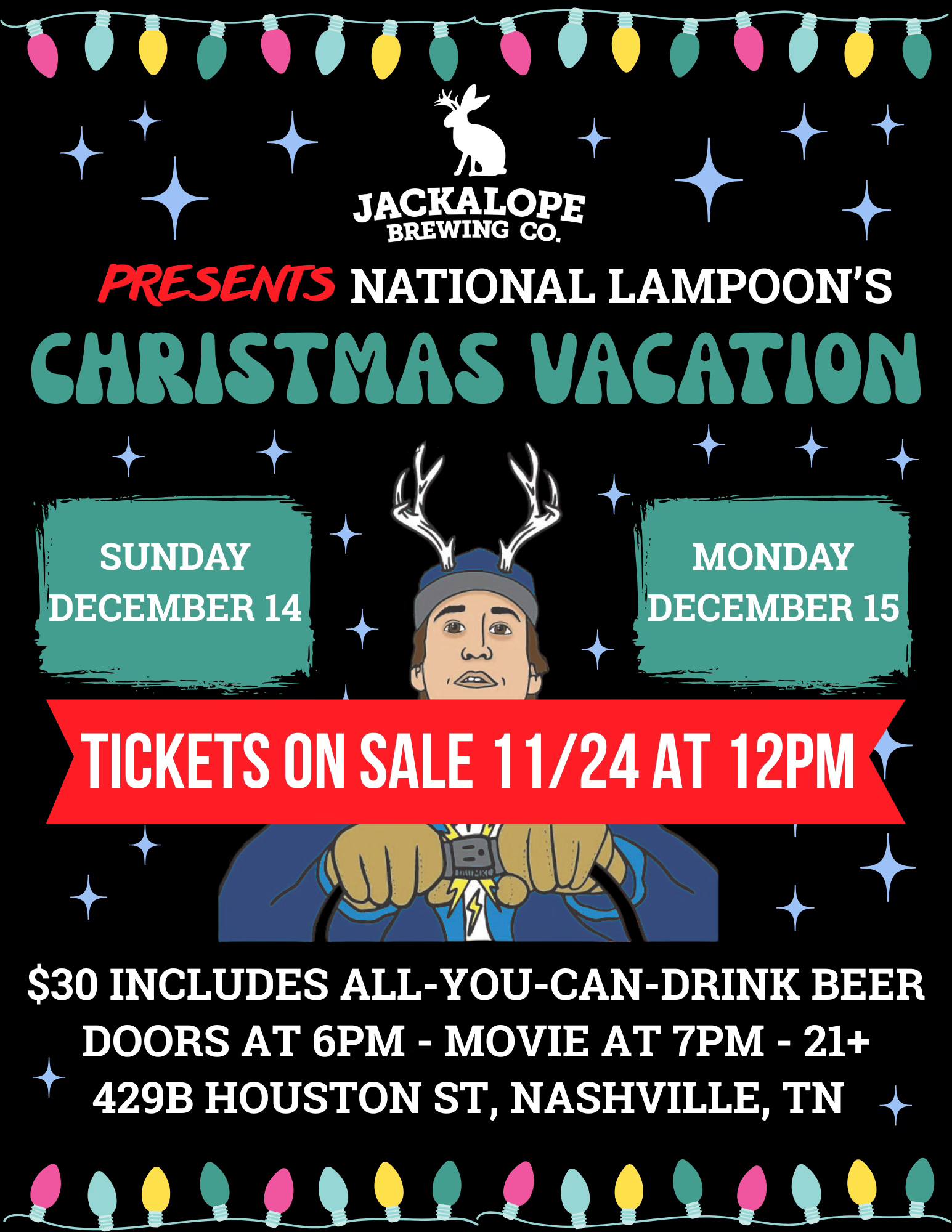 Tickets Now on Sale: Dec 15 Christmas Vacation at Jackalope Brewing Co